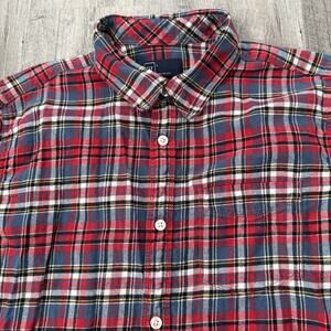 GAP Shirt Mens Large Flannel Long Sleeve Standard Fit Red Plaid 100% Cotton